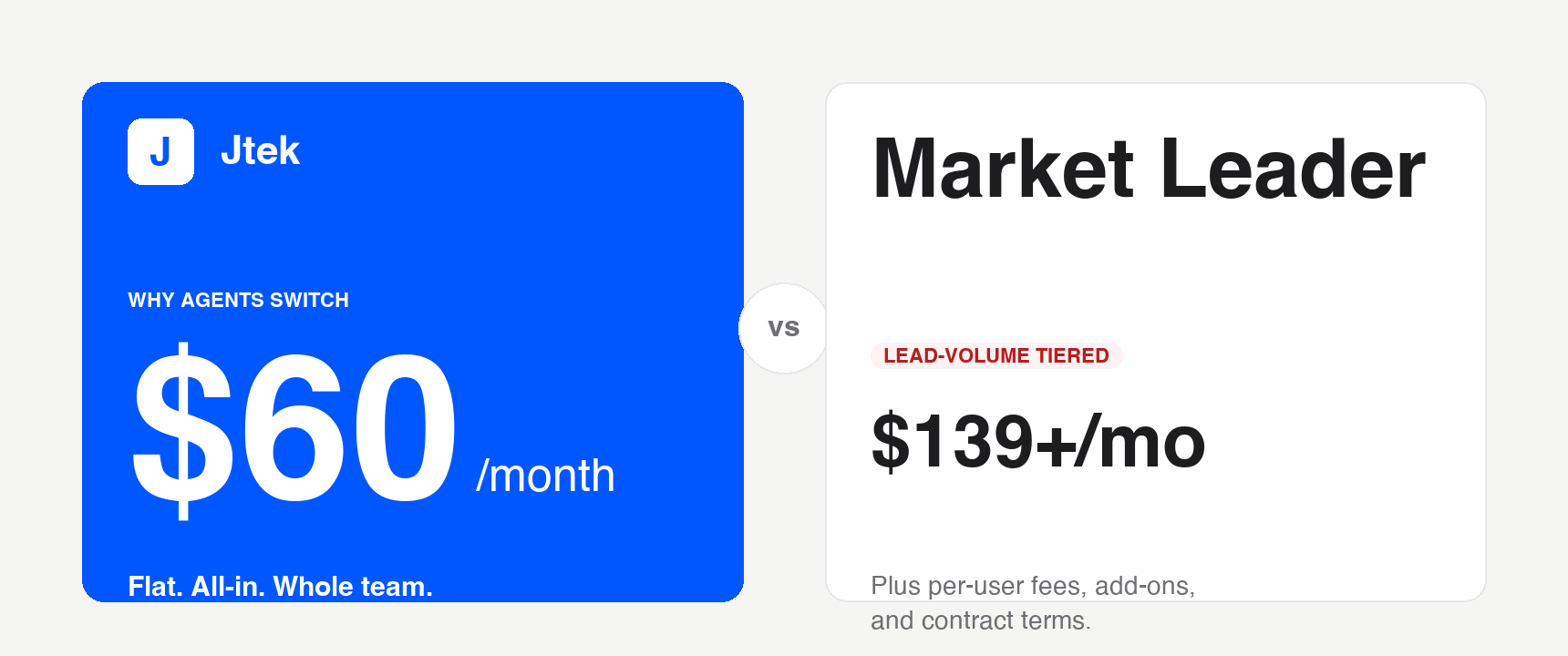 Jtek vs Market Leader comparison banner