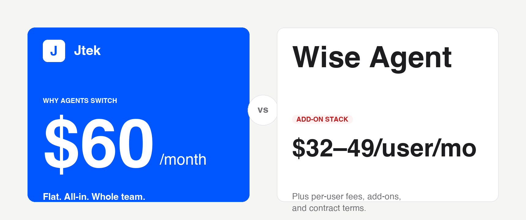 Jtek vs Wise Agent comparison banner